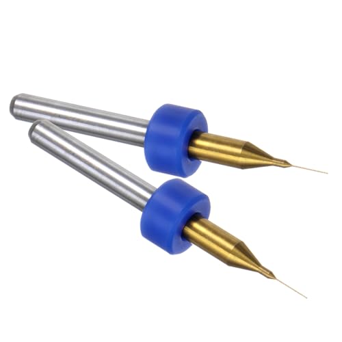 uxcell 10pcs PCB Drill Bits 1/8" Shank 0.2mm Titanium Coated Carbide Micro Twist Mini Drill Bits Set Rotary Drilling Tool for Print Circuit Board Jewelry CNC Engraving - size: 0.2mm