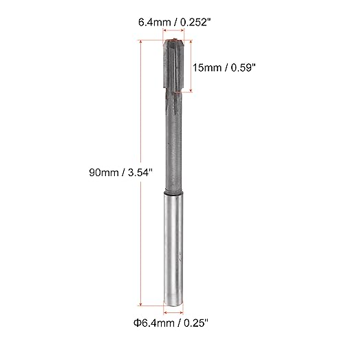 HARFINGTON Chucking Reamer 6.4mm H7 C1/K30 Carbide Tip Precision Straight Flutes Round Shank Lathe Machine Milling Cutter - size: 6.4mm