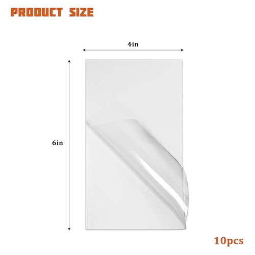 10PCS Car Windshield Sticker Applicator Static Cling, 4 x 6 Clear PET Electrostatic Film for Easy Sticker Application Removal, Auto Window Cling Inspection Decal Holder, Universal Fit