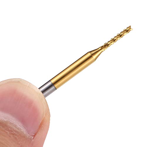 10Pcs 1/8'' Shank 1.5mm Titanium Coat Carbide End Mill Engraving Bits CNC Rotary Burrs Tool For PCB Mould Plastic Fiber Carbon Fiber Hardwood - size: 1.5mm