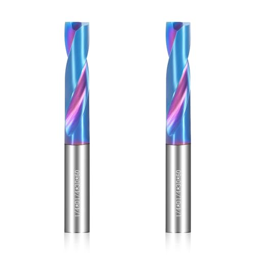1/4" Solid Carbide Drill Bits, 2Pcs Carbide Drill Bit Set with Blue Nano Coating, Metal Drill Bit Set for Hardened Steel Cast Iron Alloy Copper, High Precision CNC Drilling Tool Preferred Choice - size: 1/4 in