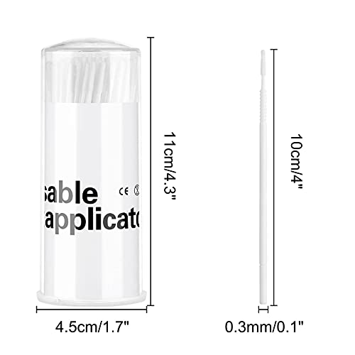 Dming 200 Pieces Disposable Micro Brush Applicator Microswabs for Eyelash Extension Removing Tools, Mini Cotton Swab Brushes for Makeup and Personal Care (White) - color: white