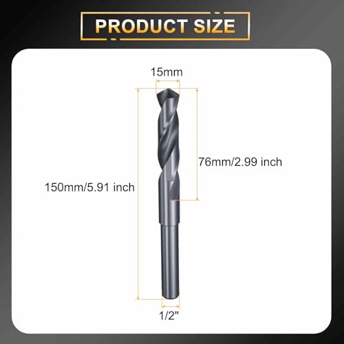 HARFINGTON 15mm Drill Bit 1/2" Reduced Shank Round 4241 HSS 118° - size: 15mm, style: 1/2" Shank