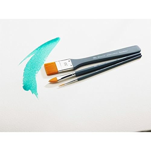 Winsor & Newton Foundation Acrylic Brush Set, SH, 3 Pack - size: Round 2, Filbert 4, Flat 2, style: Short Handle