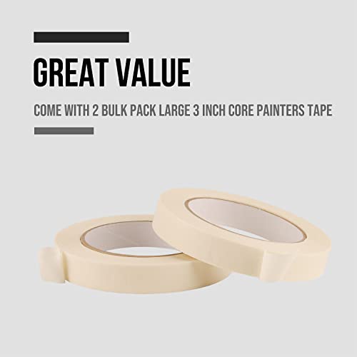 Lichamp Masking Tape 3/4 inch, 2 Pack General Purpose Masking Tape, White Tapes for Painting, Arts, Crafts, 3/4 inch x 55 Yards x 2 Rolls (110 Total Yards)