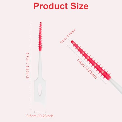 Dental Floss Picks, 200 Count, Soft Rubber Brush Head, Interdental Brushes with Convenient Carry Case,Dual-Ended Toothpick Travel Teeth Cleaning Tools (Red) - color: Red