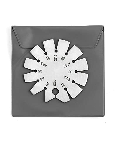 QWORK Bevel Gauge, Stainless Steel Axe Angle Gauge Round Shape Knife Angle Finder 15-120 Degree for Measuring Knife Angle