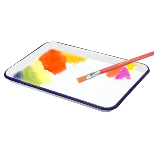 HARFINGTON Butcher Tray Palette 13.4" x 9.4" Metal Triple Enamel Coated - size: 13.4" x 9.4"