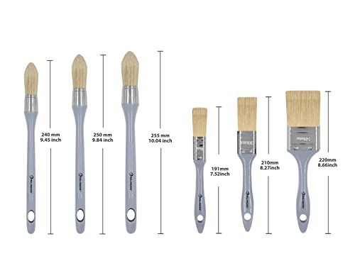 ROLLINGDOG Trim Paint Brush Pointed Round Edge Paint Brush Flat Paintbrush - color: 6pcs