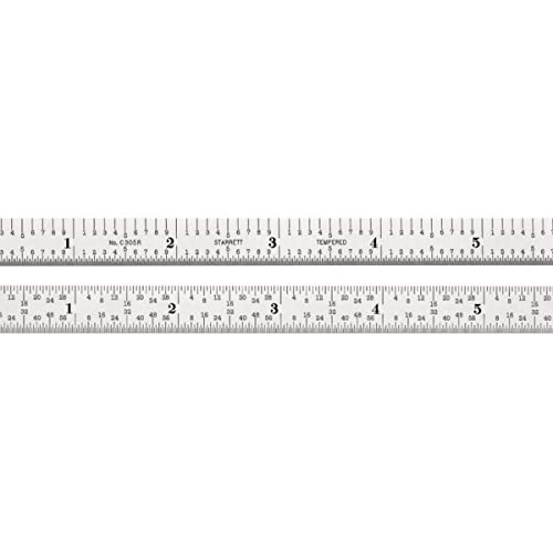 Starrett Full Flexible Steel Rule, 6" Length, 1/64" Thickness