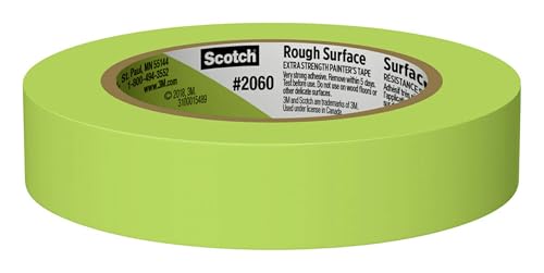 Scotch Rough Surface Painter's Tape 2060-24AR-BK, 0.94 in x 60.1 yd (24mm x 55m), Green, 3 Rolls, Clean Removal, No Residue, Textured & Hard-to-Stick Surfaces - size: 3 Pack