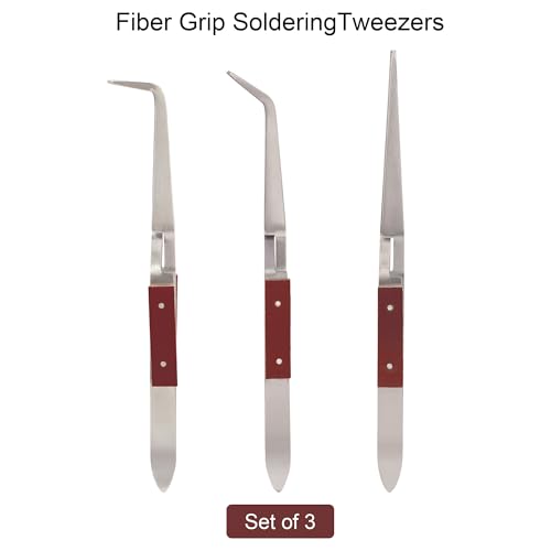 3pcs Soldering Tweezers Set Jewelry welding tweezers Cross Lock Tweezers for Jewelry Making 45° & Straight + 90° Angled Solder Tweezers