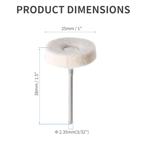 12PCS 25mm Compressed Wool Buffing Wheel, 3/32"(2.35mm) Shank - style: Compressed Wool Felt