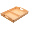 UPKOCH Small Wooden Montessori Tray with Handles, 2 Compartment