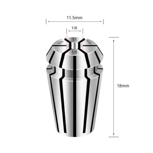 Tools ER11 1/8 Inch Size High Precision Spring Collets Set, Accuracy Within 0.008 mm,Within 5000RMP router collets For CNC Milling Engraving Chuck Lathe Tool Holder Workholding Engraving,1pcs