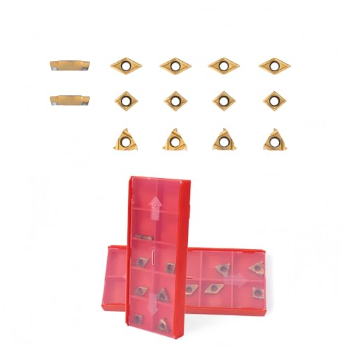 14Pcs Carbide Turning Inserts for 3/8'' 10mm Metal Lathe Cutting Holder,Replaceable Carbide Inserts for Precise Turning,Threading, Cutoff, Boring - style: Inserts replacement 3/8" 10mm
