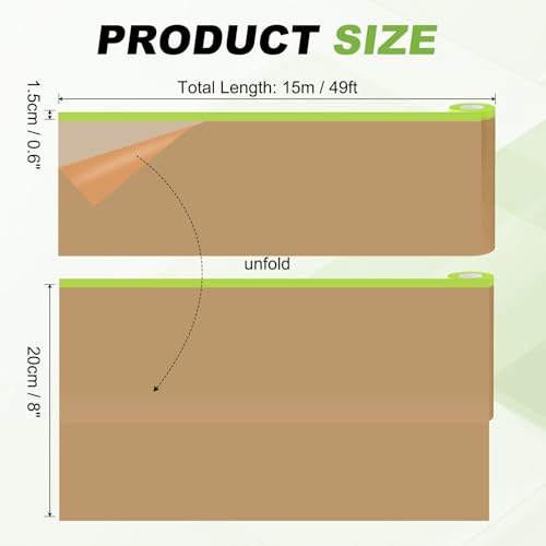 HARFINGTON Pre-Taped Masking Paper 8 in x 49 FT Green - color: Green, size: 8 IN x 49 FT