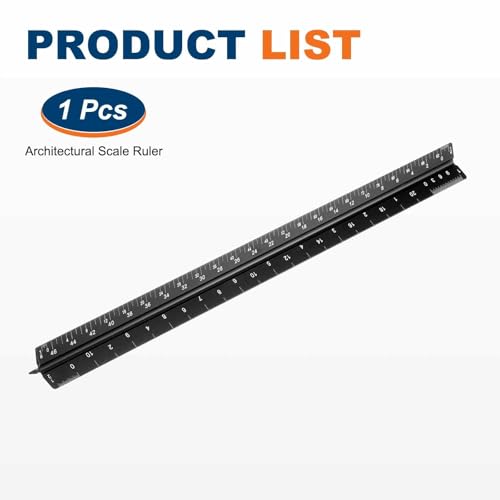 HARFINGTON Architectural Scale Ruler, 12" Standard Aluminum Alloy Black - color: Black, size: 12 Inch