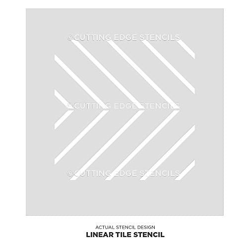 Linear Tile Stencil - Geometric Wall Stencils for Painting - Reusable Floor & Wall Stencils - DIY Backsplash & Floor Makeover (Extra Small (4"x4")) - size: Extra Small (4"x4")