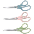 LONGKEY 8.5" Pastel Scissors 3-Pack, Ultra Sharp Stainless Steel - color: Pastel Green, Pink, Blue