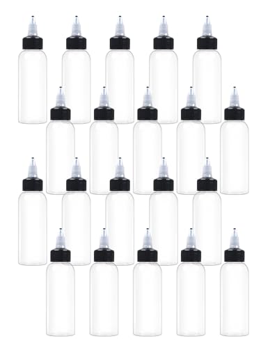 EOSAU 20 Pcs 2oz Clear Plastic Squeeze Bottles for Liquids, Twist Top Cap - color: Clear, size: 2oz 20Pack