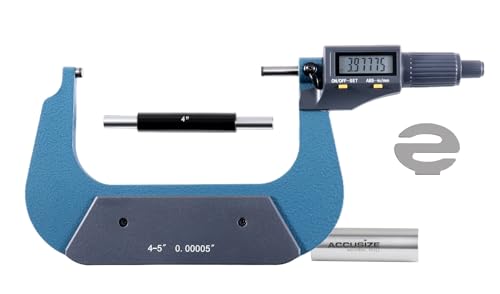 Accusize Industrial Tools 4-5''/100-125 mm by 0.00005''/0.001 mm 2 Keys Electronic Digital Outside Micrometer, Metric/Imperial, Md71-0005 - size: 4-5"