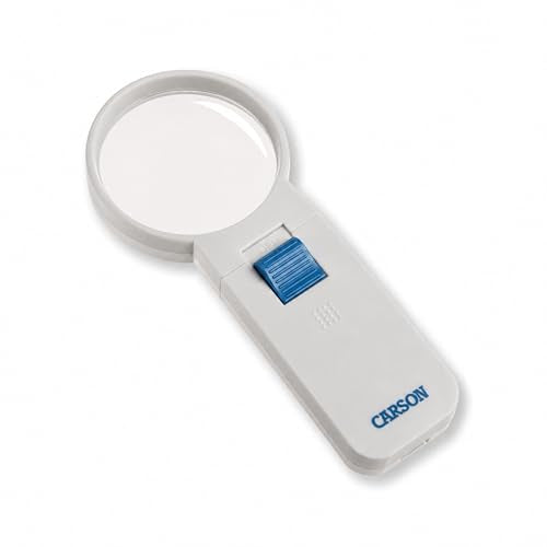 Carson Illuminated LED Lighted 5x Hand Held 2.5'' Aspheric Magnifier (SV-50),White