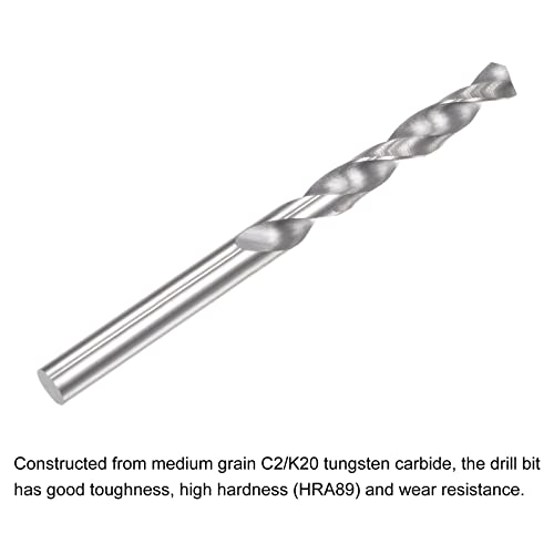 uxcell Solid Carbide Drill Bits, 3mm C2/K20 Tungsten Carbide Jobber Drill Bits Straight Shank Drilling Tool for Stainless Steel Aluminum Iron Metal Plastic 2pcs - size: 3mm