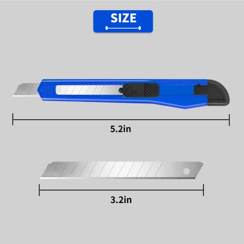 DIYSELF 8 Pack Box Cutter Retractable Utility Knife, 9mm Wide Blade - style: 8 Pack