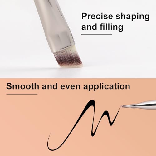 TEOYALL Flat Angled Eyeliner Brush, Thin Slanted Brow Brush for Powder Gel - style: Angled Liner