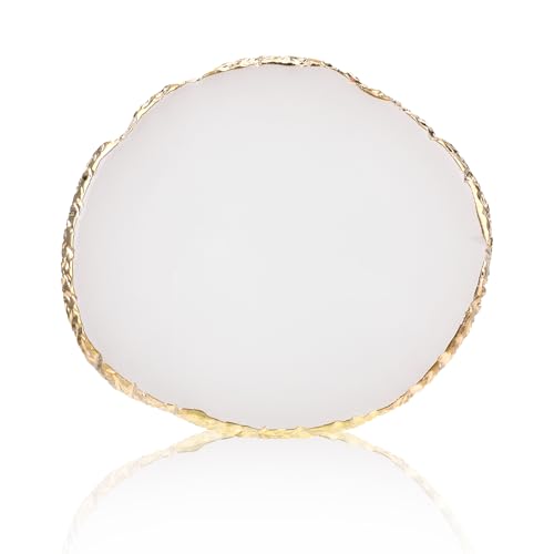 Ouligay Resin Art Palette Makeup Mixing Palette Gold Edge Nail Art Tool Gel Design Nail Art Makeup Mixing Tray DIY (White) - color: White