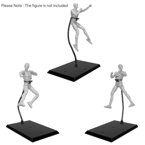 Action Figure Stand with Flexible Bendable Metal Arm, Adjustable Waist Clamp Display Stand Compatible With HG RG SD SHF Gundam 1/144 Models, Stop Motion Rig for Posing.（3Pack Black） - color: Black