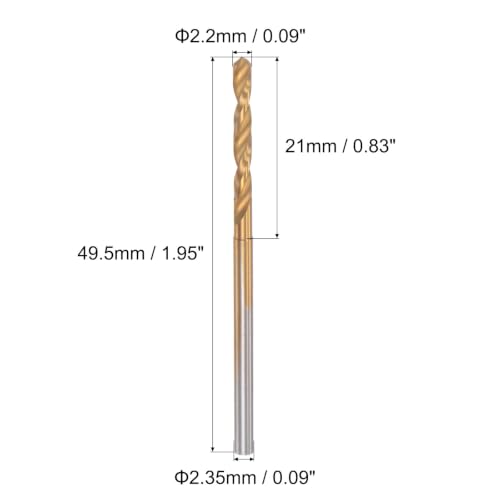 uxcell 6Pcs Mini Twist Drill Bit, 2.2mm Micro Engraving Drill Bits, High-Speed Steel 2.35mm Shank Titanium Coated for DIY Resin, Amber and Wood - size: 2.2mm