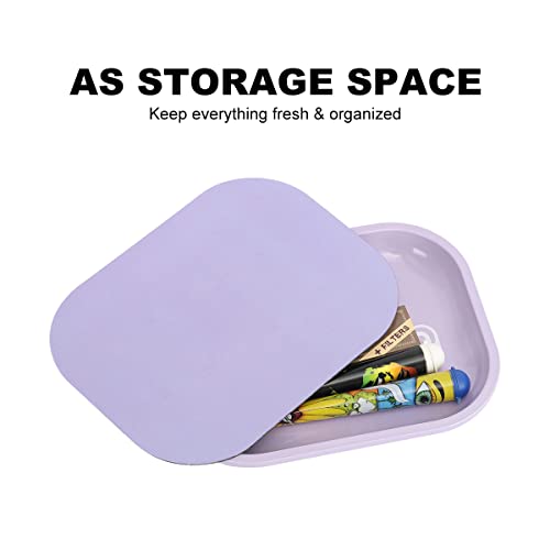 Metal Tray With Soft Magnetic Lid, Small Blank With Spill Proof Cover, Cute Purple, Perfect for Home and On-The-Go, 7" x 5.5" x 0.6" - color: Purple