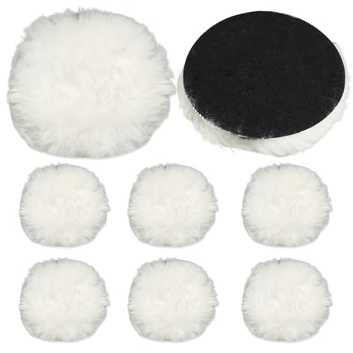 Wool Polishing Pad 4 Inches Soft Sheepskin Buffing Pads, 8 Pcs - size: 4 Inch