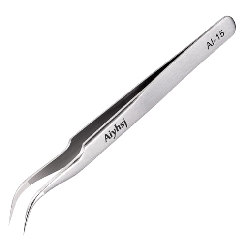 Precision Tweezer, Upgraded Fine Tip curved, High-end Stainless Steel - style: Fine Tip Curved (4.72in)
