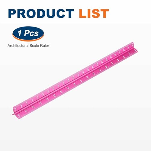 HARFINGTON Architectural Scale Ruler 12" Standard Aluminum Alloy Rose Red - color: Rose Red, size: 12 Inch