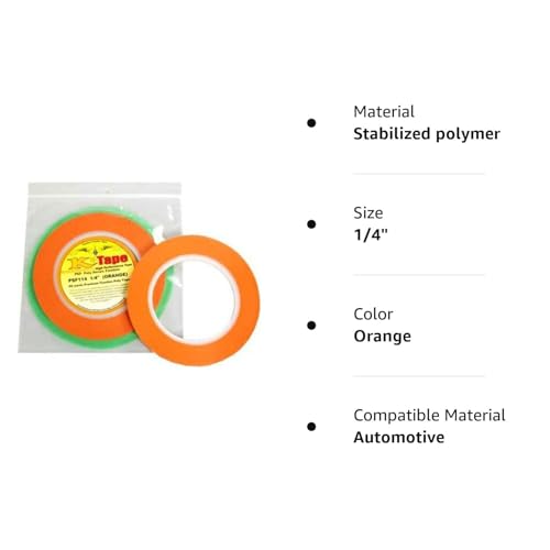 Custom Shop 1/4" Fine Line Tape Polytape Orange Fineline Masking Tape - size: 1/4"