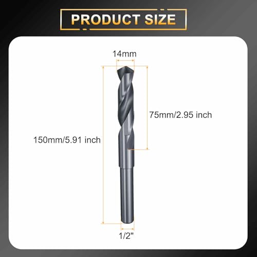 HARFINGTON 14mm Drill Bit 1/2" Reduced Shank Round 4241 HSS 118° - size: 14mm, style: 1/2" Shank
