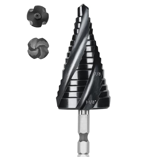 M35 4 Spiral Flutes Large Step Drill Bit for Metal 1-1/8" Unibit - size: M35 Spiral 1-1/8"