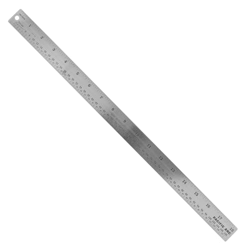 Pacific Arc Stainless Steel Ruler with Inch and Pica Measurements, 18 Inches Rubber Backed - size: 18 Inch