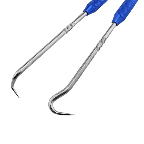 MEETOOT 2pcs Metal Double Pointed Scriber Scribe Tool Hook for Machinists, Technicians Or Craftsmen, 9.05 Inches Long (1 x Red + 1 x Blue)
