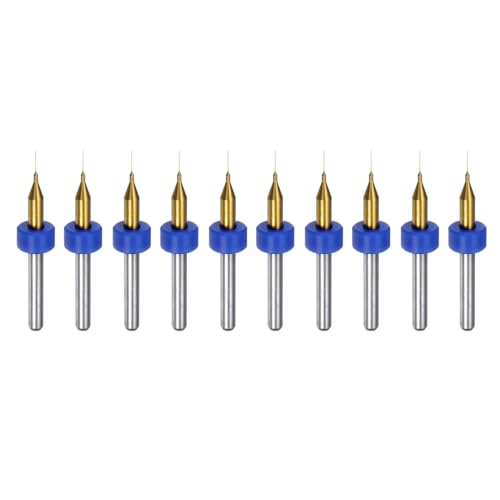 uxcell 10pcs PCB Drill Bits 1/8" Shank 0.2mm Titanium Coated Carbide Micro Twist Mini Drill Bits Set Rotary Drilling Tool for Print Circuit Board Jewelry CNC Engraving - size: 0.2mm