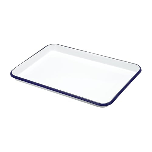 HARFINGTON Butcher Tray Palette 13.4" x 9.4" Metal Triple Enamel Coated - size: 13.4" x 9.4"