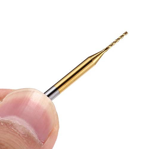 10Pcs 1/8'' Shank 1.0mm Titanium Coat Carbide End Mill Engraving Bits CNC Rotary Burrs Tool for PCB Mould Plastic Fiber Carbon Fiber Hardwood - size: 1.0mm