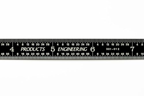 PEC Tools 12" Flexible Black Chrome Metal Ruler, 3R Graduation - color: Black Chrome-Flexible, size: 12"
