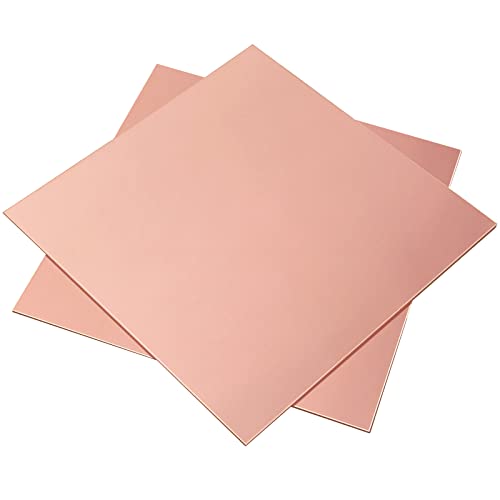 2 Pieces 99.9% Pure Copper Sheet, 6" x 6", 24 Gauge(0.5mm) Thickness, Film Attached Copper Plate, Great for Jewelry, Crafts, modelers - size: 2 Pieces 6" x 6",24 Gauge