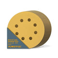 POWERTEC 50 PCS 320 Grit - 5 Inch 8 Hole Hook and Loop Sanding Discs, 5" Sanding Pads for Automotive, Drywall, Woodworking with Orbital Sander, DA Sander, Air Sander (44032G-50)