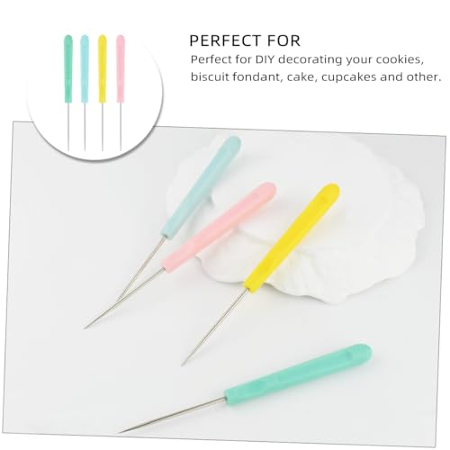 Cookie Decorating Scribe Supplies Icing Scribe Tool for Cake DIY Craft Leather Awl Tool Sewing Stainless Steel Fondant Sugar Stir Needle Biscuit Icing Pin Kit with Handle Baking Scribe Tool(12 Pieces
