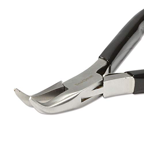 The Beadsmith Bent Chain Nose Pliers – Extra Fine Tips – 4.5 inches (114mm) – PVC Grip Handle with Double Leaf Springs – Jewelry Making Tool for Creating Bracelets, Earrings and Necklaces